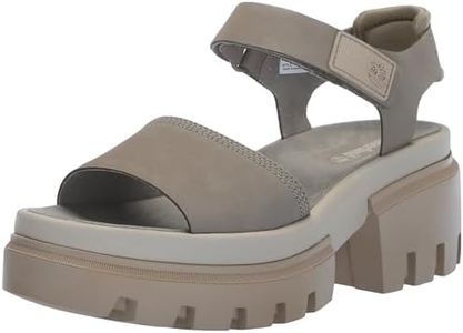 Timberland Women's Everleigh T-Strap Sandal, Light Taupe Nubuck, 9