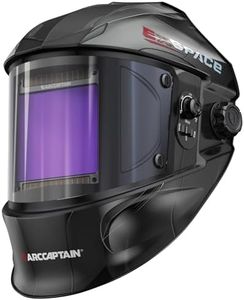 ARCCAPTAIN Large Viewing Screen 3.93"X3.66" Welding Helmet, True Color 1/1/1/1 Solar Power Auto Darkening Welding Hood with 4 Arc Sensor, Wide Shade 4/5-9/9-13 for TIG MIG ARC, Grey
