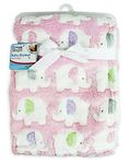 Baby Elephant Luxury Pram Blanket -Boy/Girl Options (75cm x 100cm) (Pink)