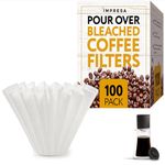 [100 Pack] Impresa Pour Over Coffee Filter for Fellow Stagg XF Filters - White Impresa Tall Coffee Filters for Fellow Coffee Dripper Set - Flat Bottom Pour Over Filters - Pour Over Filter Pack
