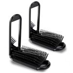 Folding Hair Brush, 2 Pieces Folding Hair Brush with Mirror Mini Hair Brush Pocket Hair Massage Comb Portable Folding Comb Small Wet Hair Brush Travel Hair Brush for Women Girls Men Wet Dry Hair