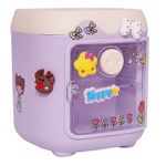 CherryBox Pen Pencil Holder with Drawer for kids, Cosmetic Makeup Brushes Holder for Dressing Table, Office, Desk, School(Jelly Stickers and 3D Stickers Inluded) (Purple)