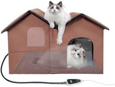 GOLOPET Heated Cat House with Intelligent Thermostat, Foldable Insulated Shelter for Indoor Outdoor Cats, Large Size with Double Room and 2 Doors, Removable Heating Pad Suit for All Seasons