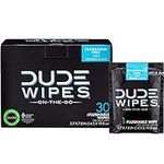 DUDE Wipes - On-The-Go Flushable Wipes - 30 Wipes - Unscented Extra-Large Adult Wet Wipes - Individually Wrapped for Travel, with Vitamin-E & Aloe, Septic and Sewer Safe