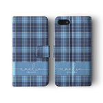 Tirita Personalised Initials Custom Wallet Leather Flip Phone Case Compatible with iPhone 6 Plus & 6s Plus Blue Plaid