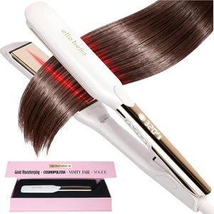 ELLA BELLA® Titanium Flat Iron Hair Straightener (with Infrared) • Professional Straightening Iron • Digital Display to Accurately Control Temperature • As Featured in Good Housekeeping - Gloss White