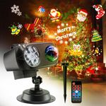 Newest Designed Halloween Christmas Projector Lights Outdoor Waterproof,15W Brighter HD Ocean Wave Effect,12 Slides 96 No Fade Pictures for Thanksgiving,New Year LED Projector Decoration