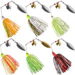 JSHANMEI Fishing Lures Spinnerbait, Hard Metal Spinner Bait Kit Jigs Lure for Bass Pike Trout Salmon Freshwater Saltwater