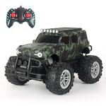 Amazon Brand - Jam & Honey Off Roader Rechargeable Remote Control Car | RC Car Monster Truck |4 Headlight Modes | in-Built Lithium Battery | C-Type Charging | Made in India - Army Color