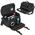 PGmoon Sling Carrying Case Compatible with Switch / OLED / ASUS ROG Ally, Protective Tactical Shoulder Travel Bag with 18 Game Card Slots & Multi-Pockets for Docking Station, AC Adapter, Controllers