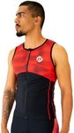 SLS3 Tri Top Men - Sleeveless Mens Triathlon Top – PRO Premium FX Material - 3 Pocket Triathlon Shirts for Men (Cardinal Blur, Medium)