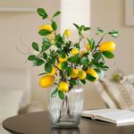 Laelfe Artificial Lemons Branches, 8 Head Faux Lemons with Stem Fake Lemon Themed for Kitchen Decoration Party Summer Decor (Yellow)