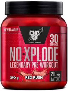 BSN Nutrition N.O.-Xplode Complément alimentaire Pre Workout en poudre, maintient l'énergie et la concentration avec caféine, acides aminés, vitamine C et zinc, goût Red Rush, 30 portions, 390 g