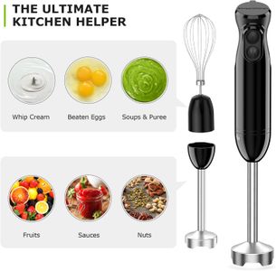 Bonsenkitchen Hand Blender – Black, Powerful Immersion Mixer