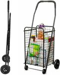 DMI Utility Cart with Wheels to be used as a Shopping Cart, Grocery Cart, Laundry Cart and Stair Climber Cart, Weighs 7.5 Pounds but holds up to 90 Pounds, Compact and Foldable, Black
