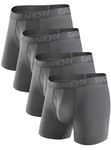 DAVID ARCHY Men's Bamboo Underwear Boxer Briefs Breathable and Soft with Fly Trunks 4 Pack (XXL, Dark Gray - 5.5 inch in 4 Pack)