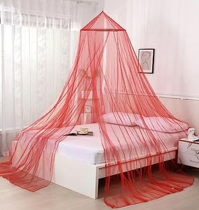 OctoRose Round Hoop Bed Canopy Netting Mosquito Net Fit Crib Twin Full Queen King (Red)