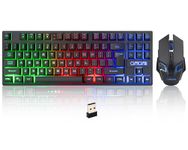Wireless Gaming Keyboard and Mouse Combo Rechargeable Led Backlit Key Board Mice Wired for PS4 PS5 Switch Laptop Computer Compatible with Windows XP 7/8/10 Linux iMac MacBook Xbox one X