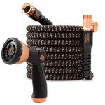 Pocket Hose Copper Bullet With Thumb Spray Nozzle AS-SEEN-ON-TV Expands to 75 ft, 650psi 3/4 in Solid Copper Anodized Aluminum Fittings Lead-Free Lightweight No-Kink Retractable Garden Outdoor Hose