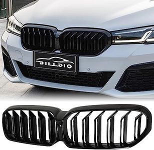 BILLDIO G30 Front Kidney Grille - Double Slats, Glossy Black, Compatible with 2021-2023 BMW 5 Series (520i, 530e, 530i, 540i, M550i xDrive) Black Kidney Grille