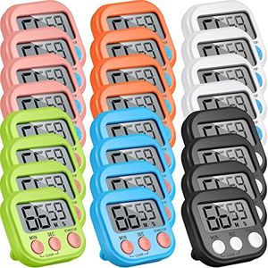 Weewooday 24 Pieces Digital Kitchen Timer Magnetic Timers for Classroom ON/Off Switch Minute Second Count up Countdown Big LCD Display Loud Alarm for Exercise Cook Baking Teacher Kid (Assorted Color)