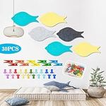 Dormercy 6 Pcs Felt Bulletin Boards, Self Adhesive Cute Wall Cork Board with 30 Pins for Display Notes, Photos in Office, Classroom, Home Decor (Nordic Style, Fish)