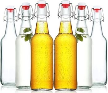 PENGQIMM Clear Glass Beer Bottles,6 Set Flip Top Beer Brewing Bottle 18oz/8.5oz Clear Bottle with Caps for Juice, Water, Kombucha, Wine, Beer Brewing, Kefir Milk or Eggnog (18oz)