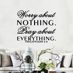 SEATUNE Bible Verse Wall Decals, Wall Decals for Bedroom, Quotes Lord Biblical Kitchen Teens Sayings Signs Decorations Vinyl Art Decor Home Stickers Worry About Nothing Pray About Everything 24"X20"