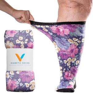 Viasox Floral Non-Binding Diabetic Socks, Floral, Medium