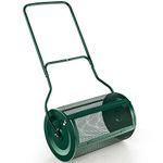 TANGZON 27 Inch Compost Spreader, 76l Peat Moss Spreader with Upgrade U-shaped Handle, Heavy Duty Metal Mesh Push Topsoil Fertilizer Manure Spreader for Lawn and Garden (Green)