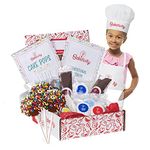 (Kit + Hat & Apron, Delicious Cake Pops) - Baketivity Kids Baking Set, Meal Cooking Party Supply Kit for Teens, Real Fun Little Junior Chef Essential Kitchen Lessons, Includes Pre-Measured Ingredients Delicious Cake Pops with Hat and Apron