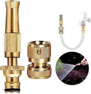 ROMINO Brass Water Spray Nozzle Suitable for 1/2" Hose Pipe Adjustable Brass Spray Nozzle Water Pressure Booster Brass Nozzle Water Spray Gun for Car Wash & Gardening Water Pressure Nozzle