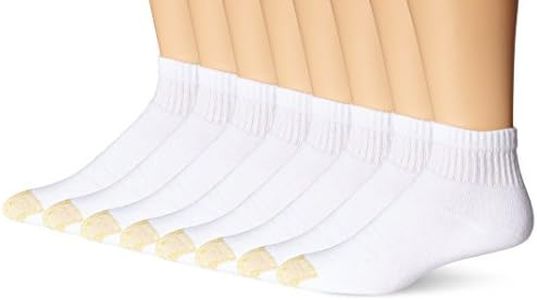 Gold Toe Men's Cotton Quarter Socks, 6+2 Bonus Pack, White (8 Pairs), Shoe Size: 6-12
