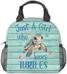 AIOMXZZ Sea Turtle Lunch Bag for Girls Boys, Small Lunch Bags Insulated, Kawaii Reusable Lunchbox for Kids, Blue Freezable Lunchbags for Work School