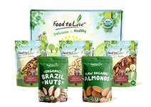 Organic Energy Nuts in a Gift Box - A Variety Pack of Pecans, Brazil Nuts, Cashews, Walnuts and Almonds