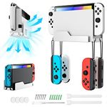 MoKo Wall Mount for Nintendo Switch/Switch OLED, Metal Wall Mount Bracket with 4 Joy-Con Hooks, Airflow Gap Design Fast Heat Dissipation, Safely Store Your Switch Near or Behind TV, White