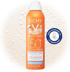 Vichy, Capital Soleil, Brume Anti-Sable SPF50+ pour Enfants, Très Large Spectre UVA et UVB, Adapté aux Peaux Sensibles, Résiste à l'Eau, Sans Parfum, 200 ml