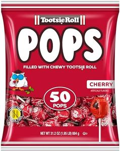 Tootsie Pops Single Flavor Bag - Cherry Flavored Lollipops with Chocolatey Center - Individually Wrapped Hard Candy - Red Candy - Peanut Free, Gluten Free, 50 Count (Pack of 1)