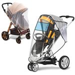 Stroller Rain Cover Universal Baby Stroller Weather Shield Windproof with Mosquito Net Waterproof Dust Snow Resistant Baby Travel Rain Cover Stroller Accessories for Jogger Stroller Buggy Poussette Parapluie