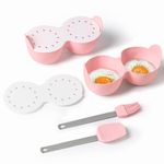 Egg Poacher - 2 Cavity Silicone Poached Egg Cooker with Lid and Handle for Microwave, Instant Pot & Stovetop, Egg Poacher Cups Kitchen Cooking Tools Dishwasher Safe Pack of 4 (Pink)