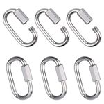 INCREWAY 6-Pieces M5 Quick Chain Links, 304 Stainless Steel D Shape Locking Carabiner Quick Link Chain Connector Keychain Buckle