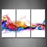 3 Panel Wall Art Fresh Look Color Abstract Smoke Colorful White Background Painting Pictures Print On Canvas Abstract The Picture For Home Modern Decoration Piece Wooden Frame Ready To Hang