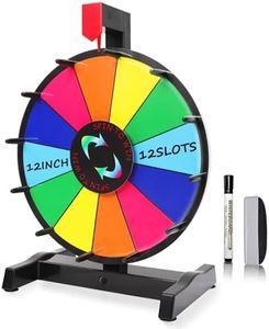 iElyiEsy 12 Inch Prize Wheel 12 Slots Tabletop or Wall Mounted Spinning Wheel for Prizes with Stand, Dry Erase Marker and Eraser for Trade Show Carnival Party Pub Fortune Game