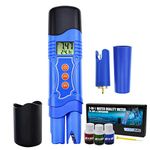 3 in 1 Meter High Accuracy Waterproof Ph ORP w/EXTRA Electrode Temperature 0-14.00 /1999mV/-50~70C ATC Tester Oxidation Reduction for Hydroponics, Pool