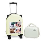 StarAndDaisy Kid's Luggage/Suitcase Combo for Children Boys & Girls with Wheels,Mini Hand Bag, Number Lock, Water Proof, Adjustable Handle Height Trolley (Beige-Mickey Mouse Print)