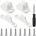 Bubuyun 2 Sets Door Retainer Kit White RV Motorhome Door Retainer with Screws and Installation Tools for External Doors T Shape Door Stop Retaining Catch for Camper RV Motorhome Caravan Campervans