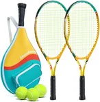 AboveGenius Kids Tennis Racket Set, 21-23 inch Tennis Racket for Toddler Youth Starter Kit, 3 Balls, 2 Lightweight Racquets with Easy Carrying Shoulder Strap Bag