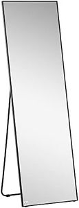 HOMCOM Full Length Dressing Mirror, Floor Standing or Wall Hanging, Aluminium Alloy Framed Full Body Mirror for Bedroom, Living Room, 50 x 161.5cm, Black