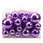 AMS 40ct Christmas Ball Plated Ornaments Tree Collection for Holiday Parties Decorations (40ct Brilliance, Light Purple)