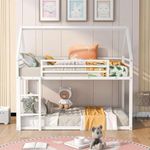 Smake mart Metal Bunk Bed Frame for Kids | Twin Over Twin Metal Bunk Beds for Adults (White)